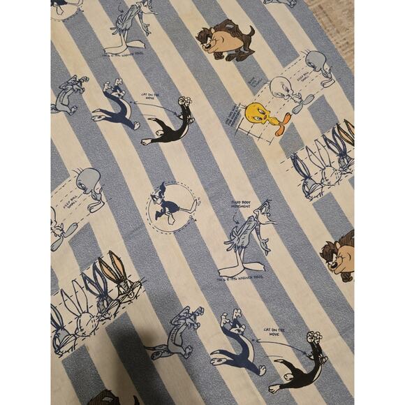 Vintage Looney Tunes Flat Sheet 90 X 68 1996 Warner Bros Bugs Bunny Taz Daffy - Picture 8 of 10